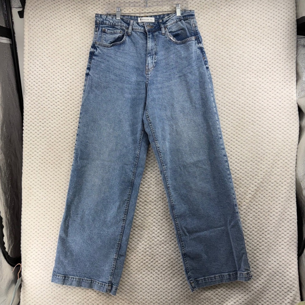 American Tall Luna High Rise Wide Leg Jeans Womens 32x35 Blue Heritage Faded - Picture 2 of 16